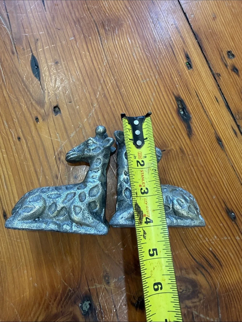 Vintage Metal Giraffe Salt and Pepper Shakers in Aged Silver Tone